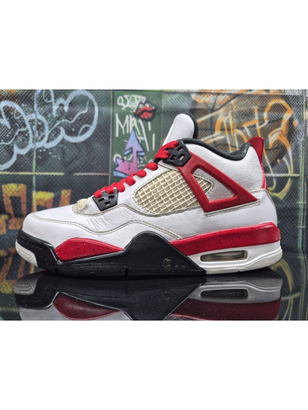 Jordan Brand Air Jordan 4 Retros Boys' Sneakers White Red Black (Size 6.5Y)